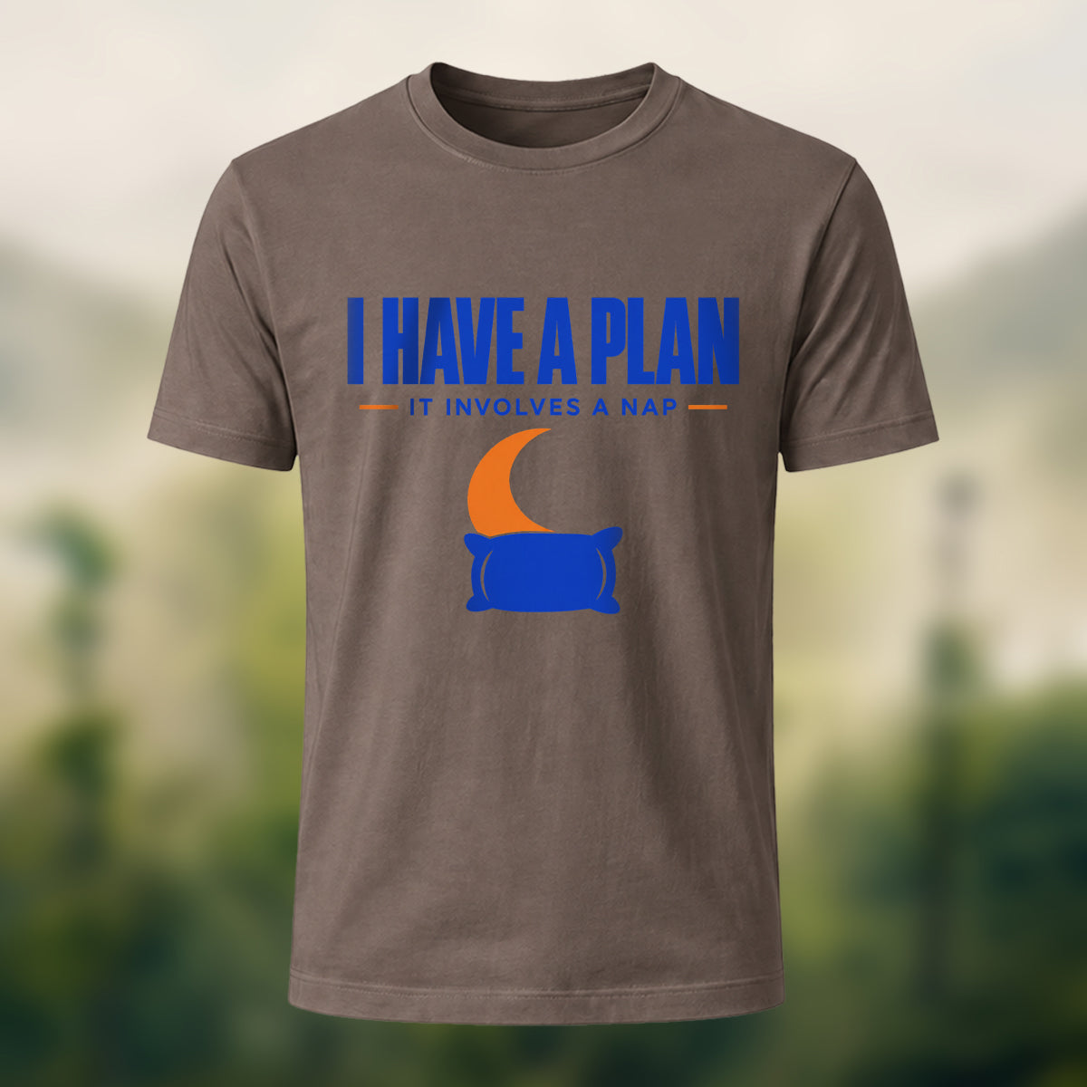 Playful Nap Illustration Combed Cotton T-Shirt Coffee