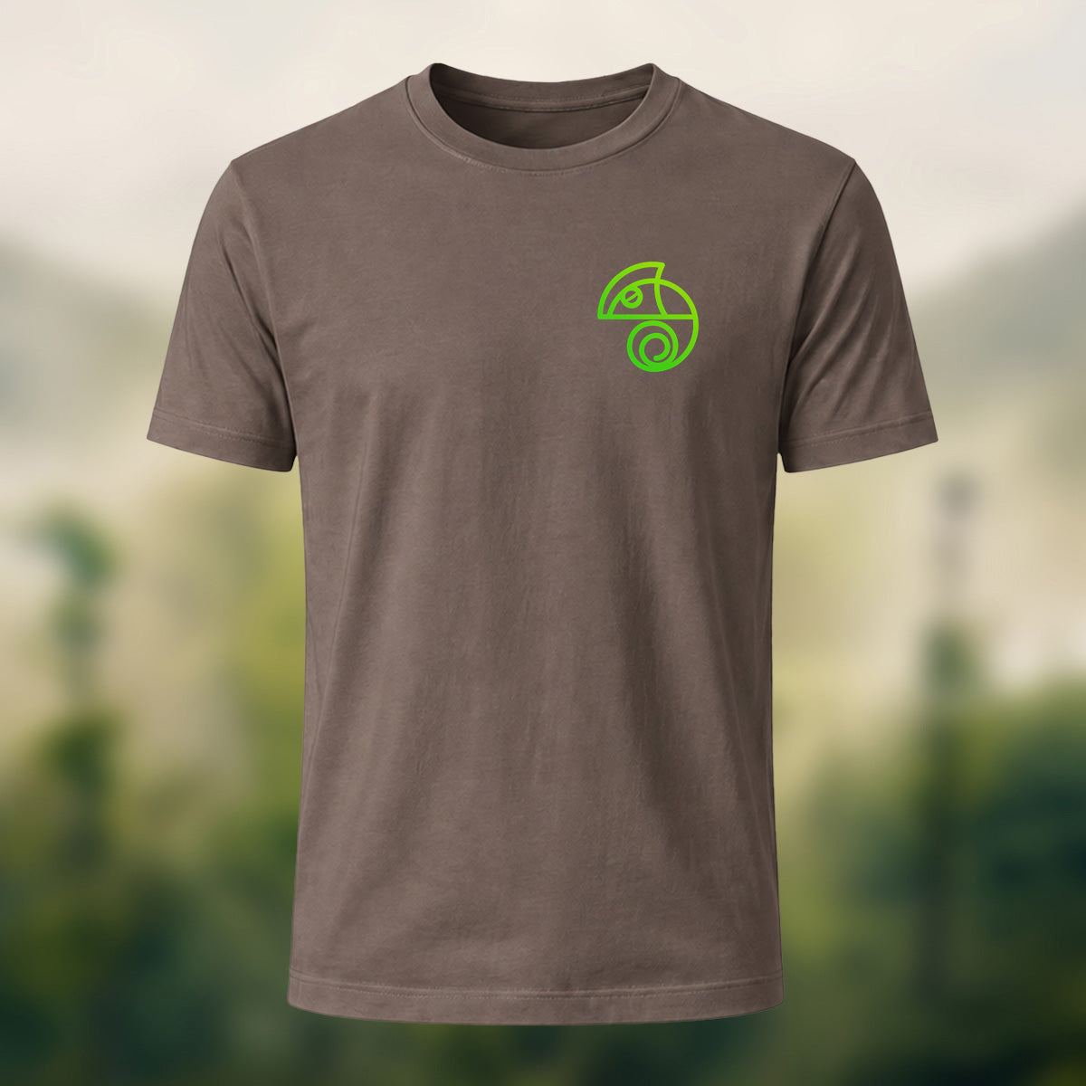 Artistic Abstract Chameleon Soft Cotton T-Shirt Coffee