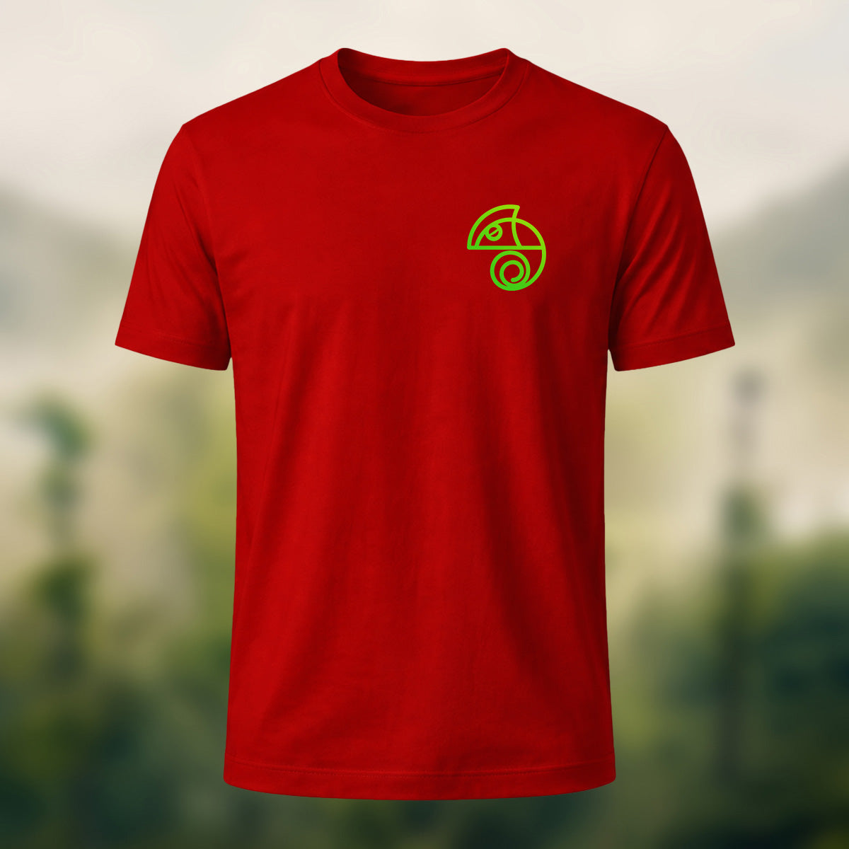 Artistic Abstract Chameleon Soft Cotton T-Shirt Red