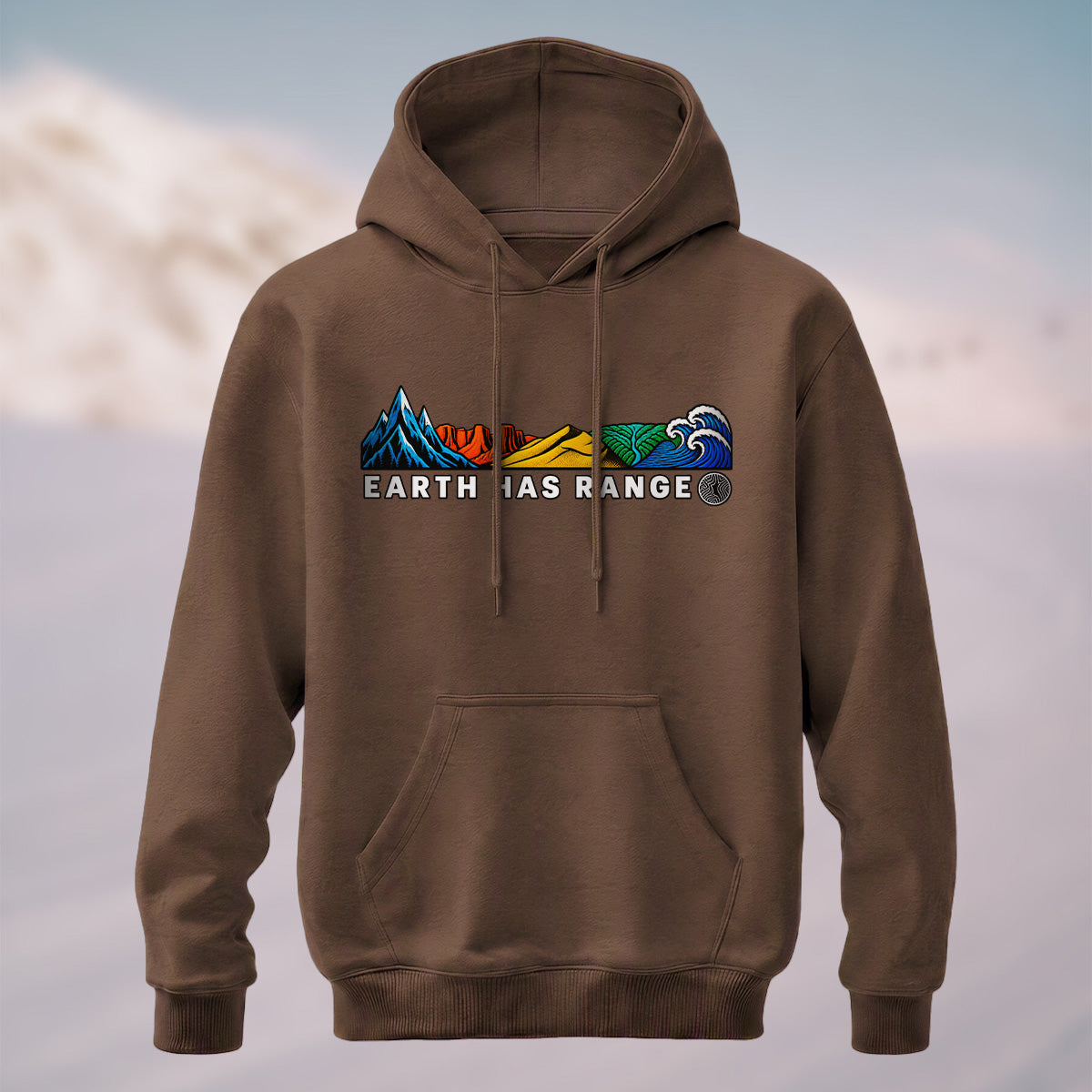 Cotton Made Scenic Landscape Hoodie Coffee