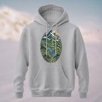 Cotton Made Artistic Mountain Fingerprint Hoodie Heather Grey