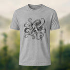 DTG Vintage Marine Illustration Combed Cotton T-Shirt Heather Grey