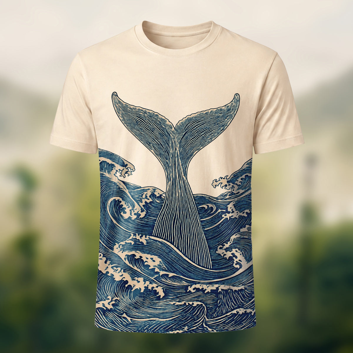Vintage Sculptural Whale Tail Tee Beige