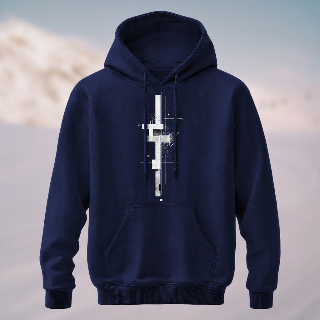 Cotton Made Abstract Blueprint Hoodie Navy