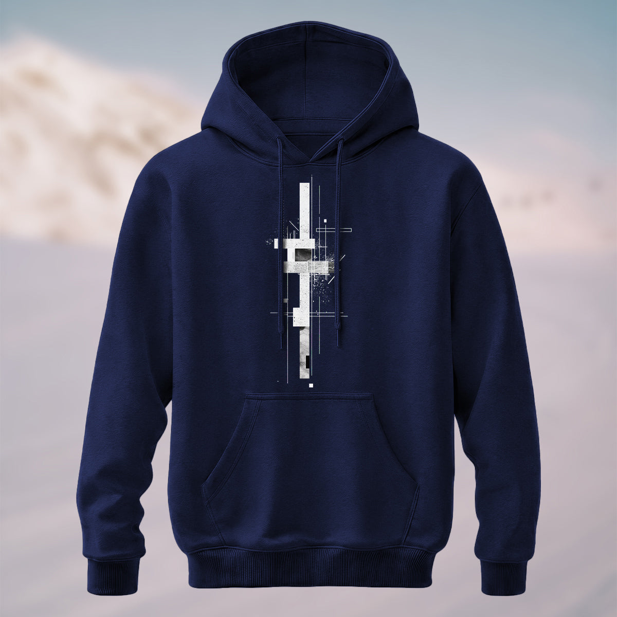 Cotton Made Abstract Blueprint Hoodie Navy