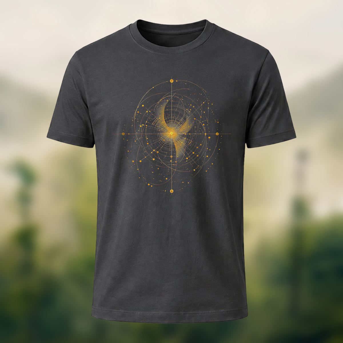 Mysticism Star Chart Casual Cotton T-Shirt Charcoal