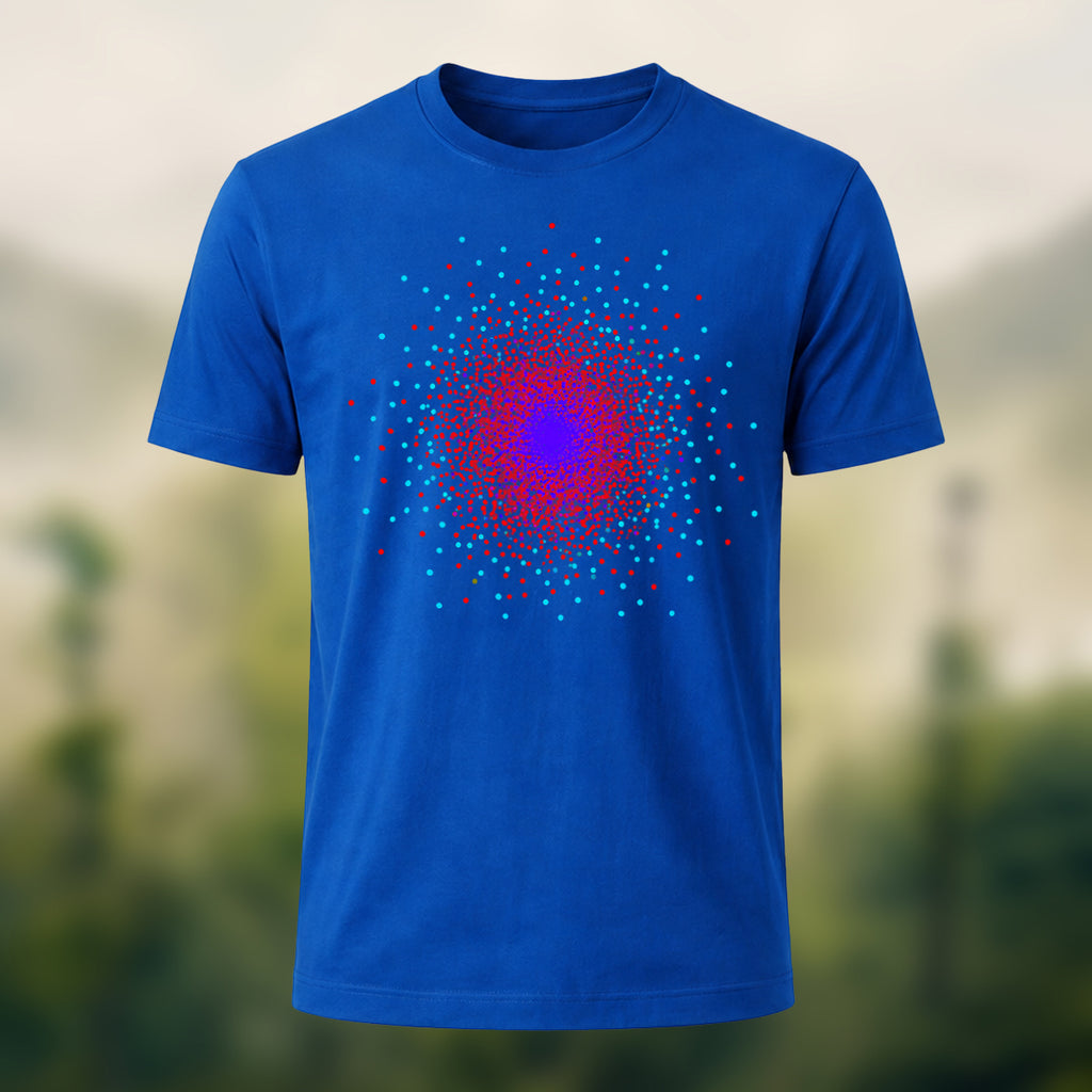 DTG Particle Diffusion Print Casual Premium Cotton T-Shirt Royal Blue