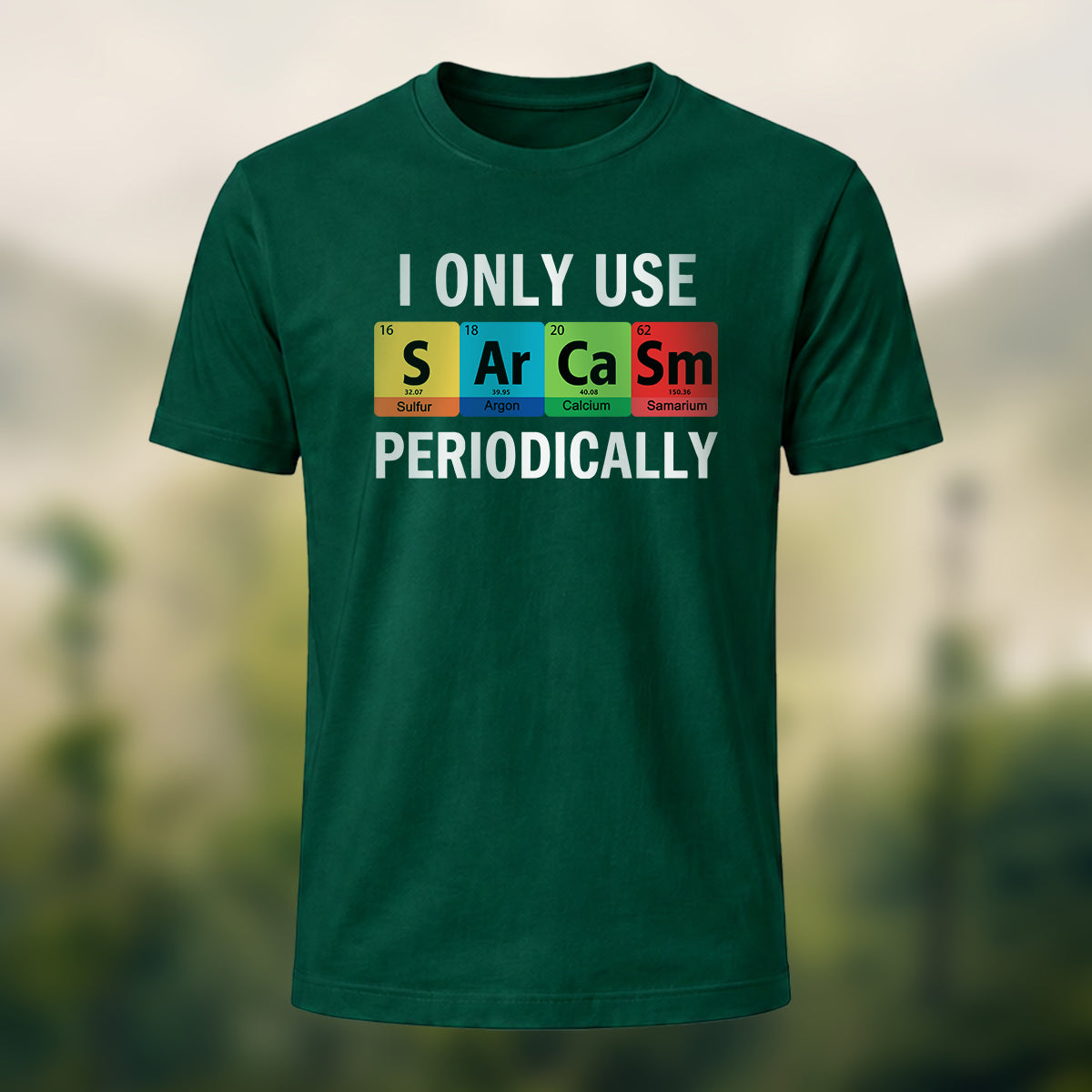 Chemical Element Print Casual Cotton T-Shirt Forest Green