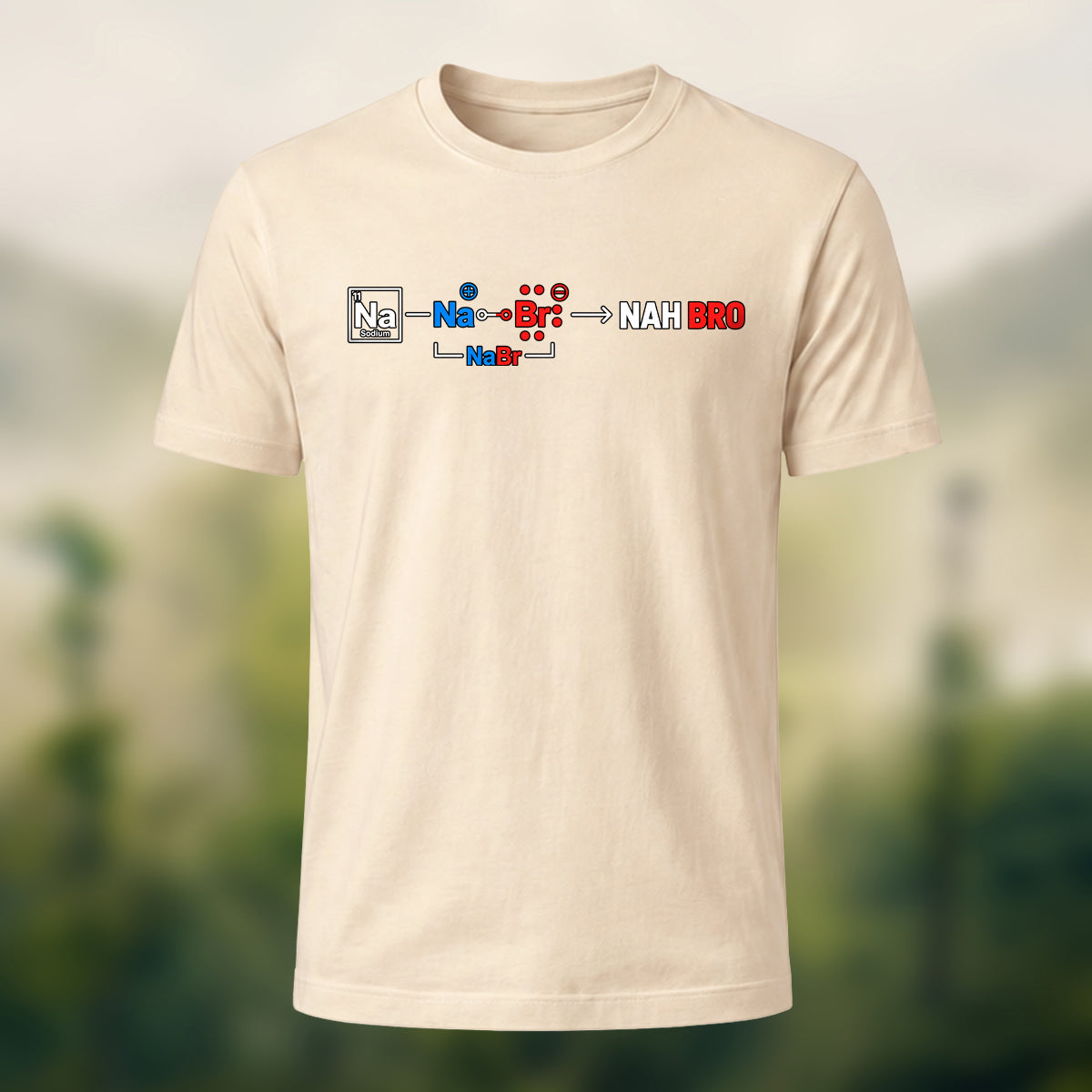 Chemistry Formula Print Casual Cotton T-Shirt Beige