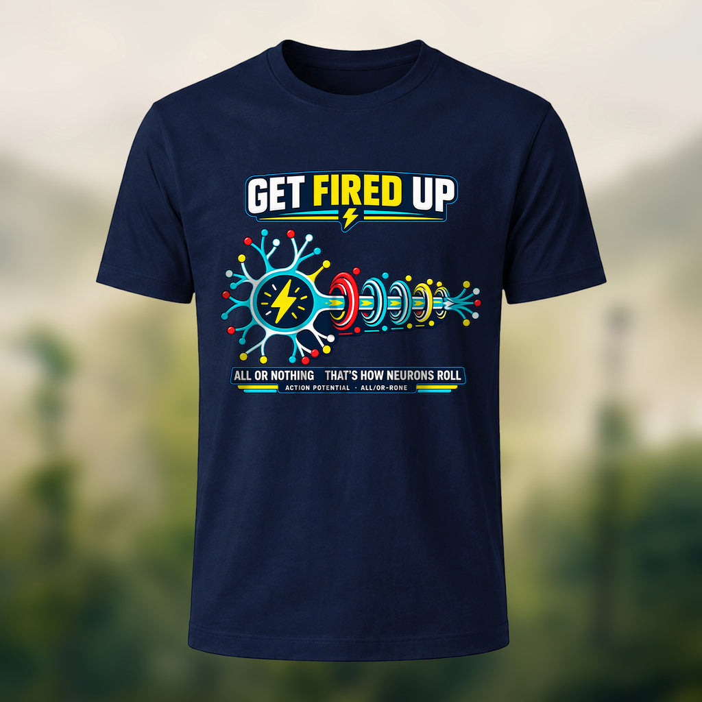 Futuristic Neuron Print Premium Cotton T-Shirt Navy