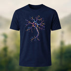 Glowing Neuron Print Combed Cotton T-Shirt Navy