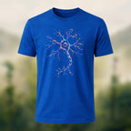 Glowing Neuron Print Combed Cotton T-Shirt Royal Blue