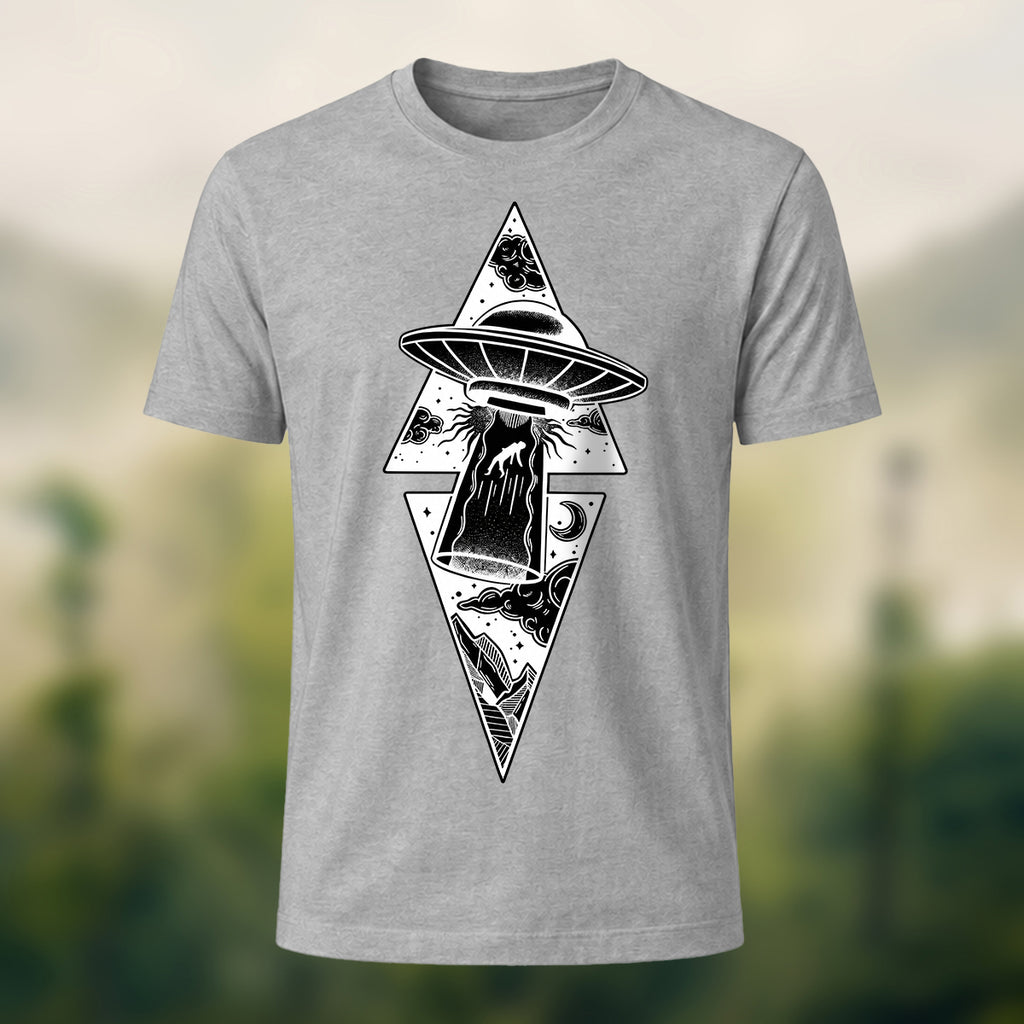 Vintage Celestial UFO Premium Cotton T-Shirt Heather Grey