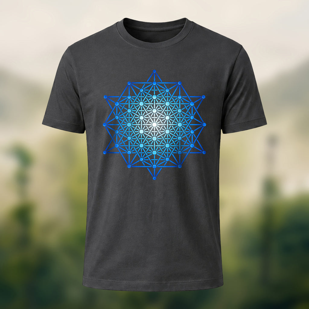 Geometric Crystal Print Premium Cotton T-Shirt Charcoal