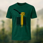 Pasta Barcode Print Casual Cotton T-Shirt Forest Green