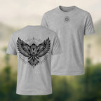 Viking Eagle Print Combed Cotton T-Shirt Heather Grey
