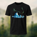 Artistic Aurora Iceberg Combed Cotton T-Shirt Black