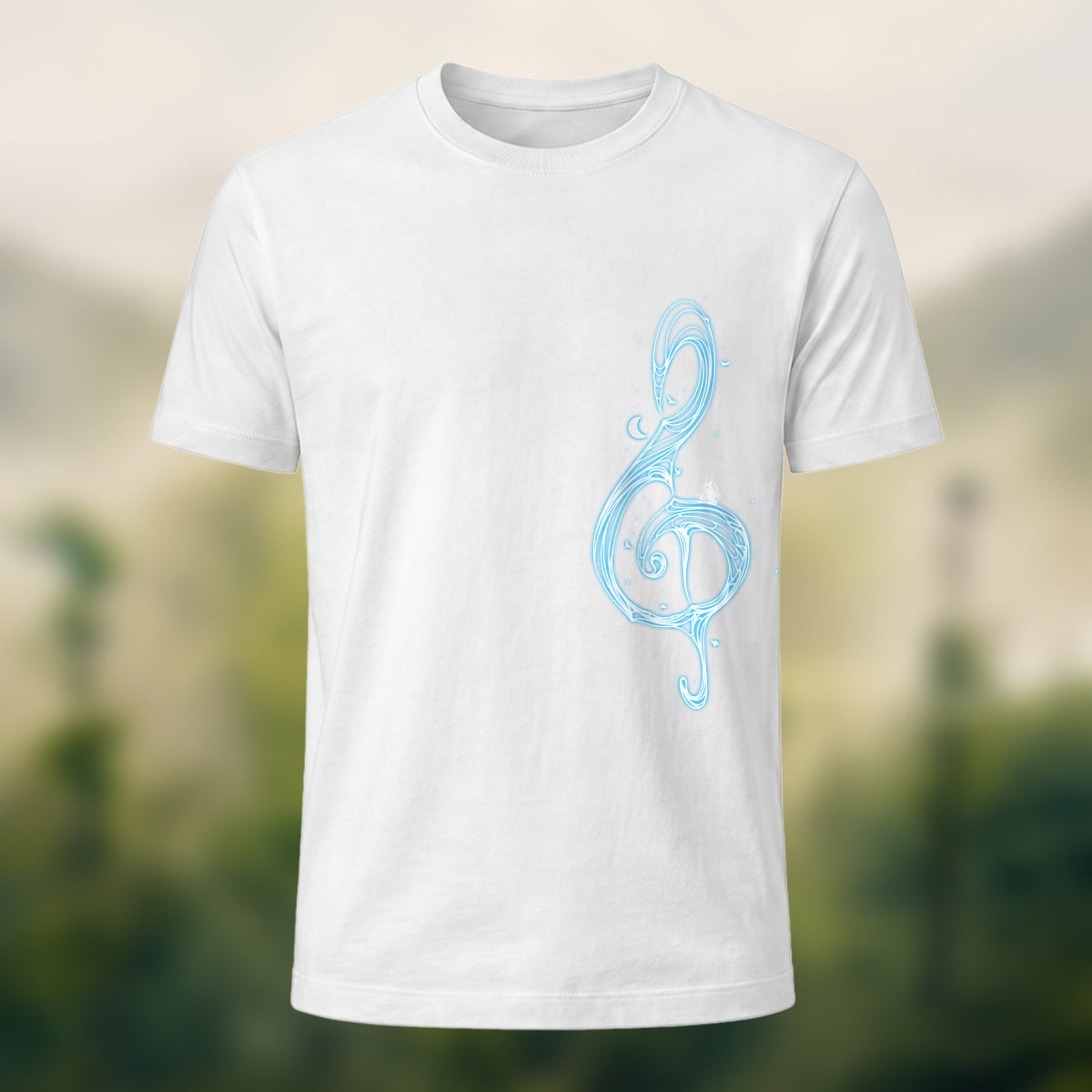 Musical Note Print Casual Soft Cotton T-Shirt White