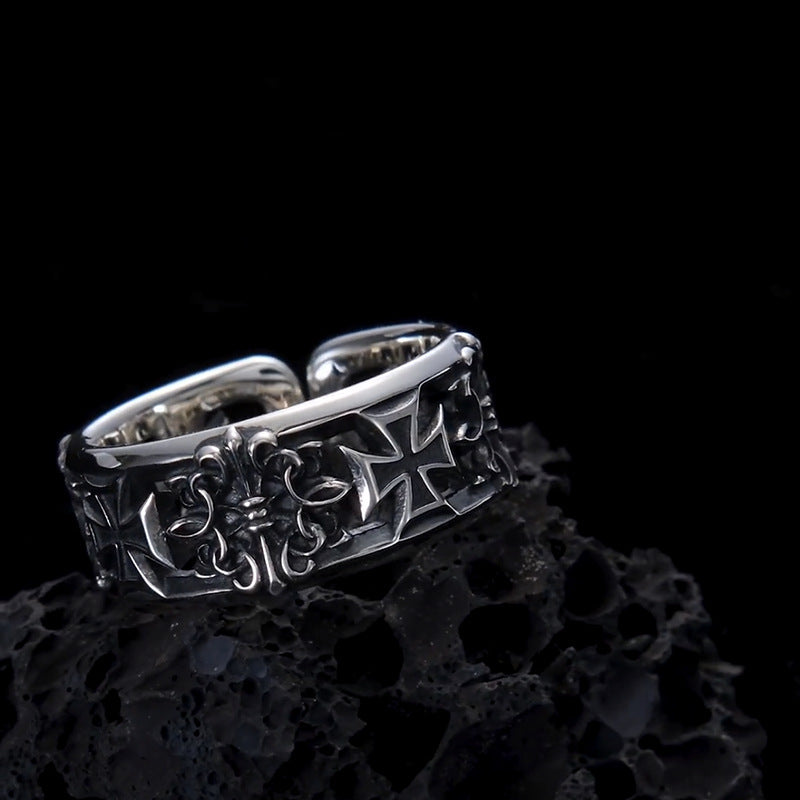 Trendy Cross Carved Open Style Ring