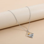 Openwork Sun Mountains Diamond-Shaped Pendant Necklace