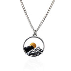 Sunrise and Sunset Mountain Couple's Necklace