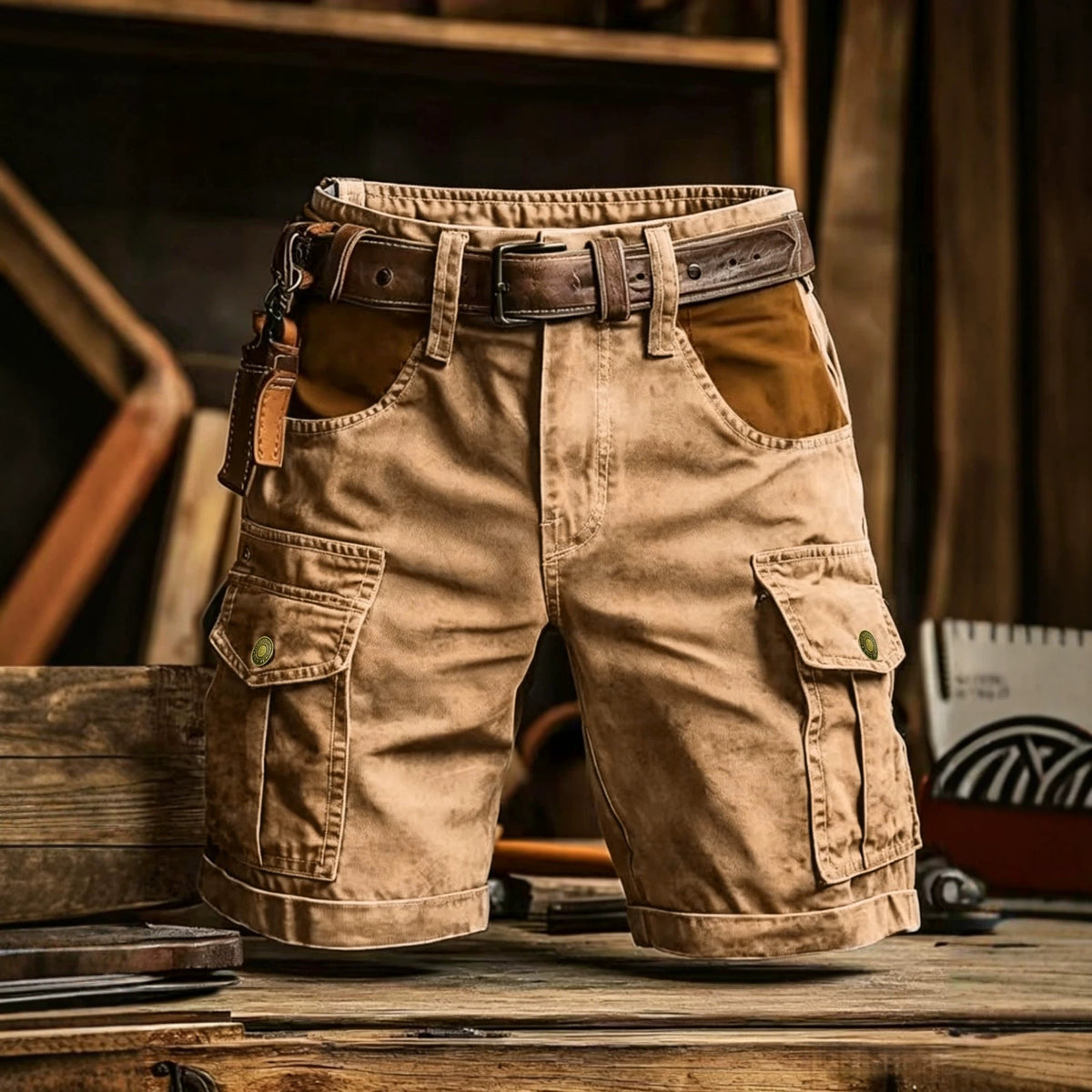 Men's Color-Block Casual Outdoor Multi-Pocket Cargo Shorts