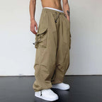 Quick-Dry Nylon High-Waisted Wide-Leg Casual Work Pants