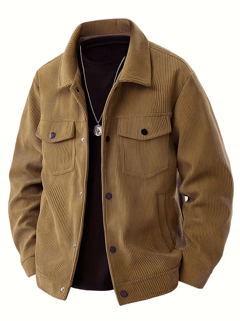 Corduroy Single-Breasted Casual Pockets Jacket