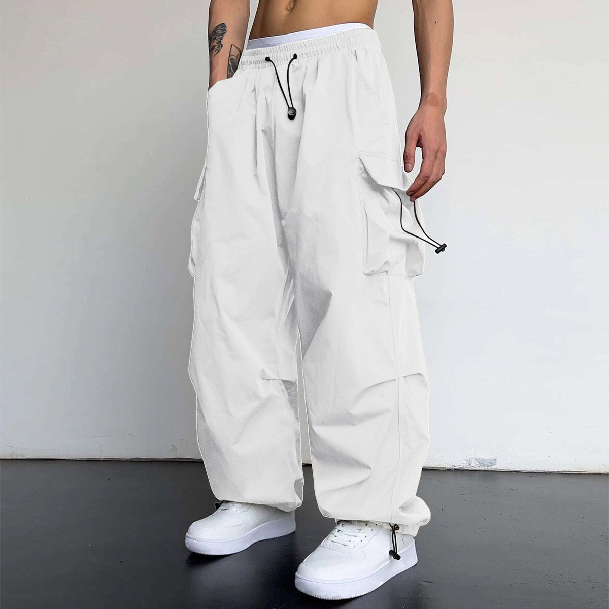 Quick-Dry Nylon High-Waisted Wide-Leg Casual Work Pants