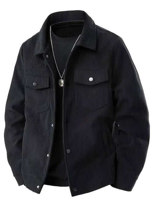 Corduroy Single-Breasted Casual Pockets Jacket