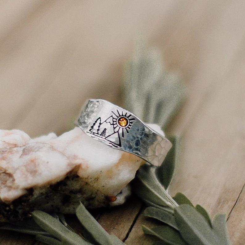Minimalist Sun Peak Creative Open-Faced Adjustable Ring
