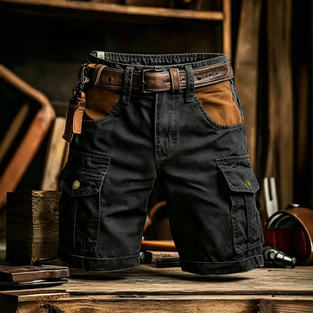 Men's Color-Block Casual Outdoor Multi-Pocket Cargo Shorts