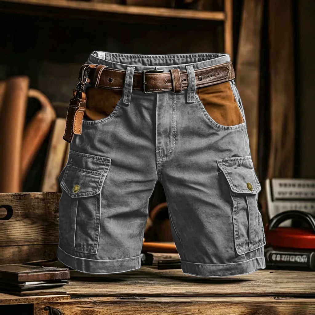 Men's Color-Block Casual Outdoor Multi-Pocket Cargo Shorts
