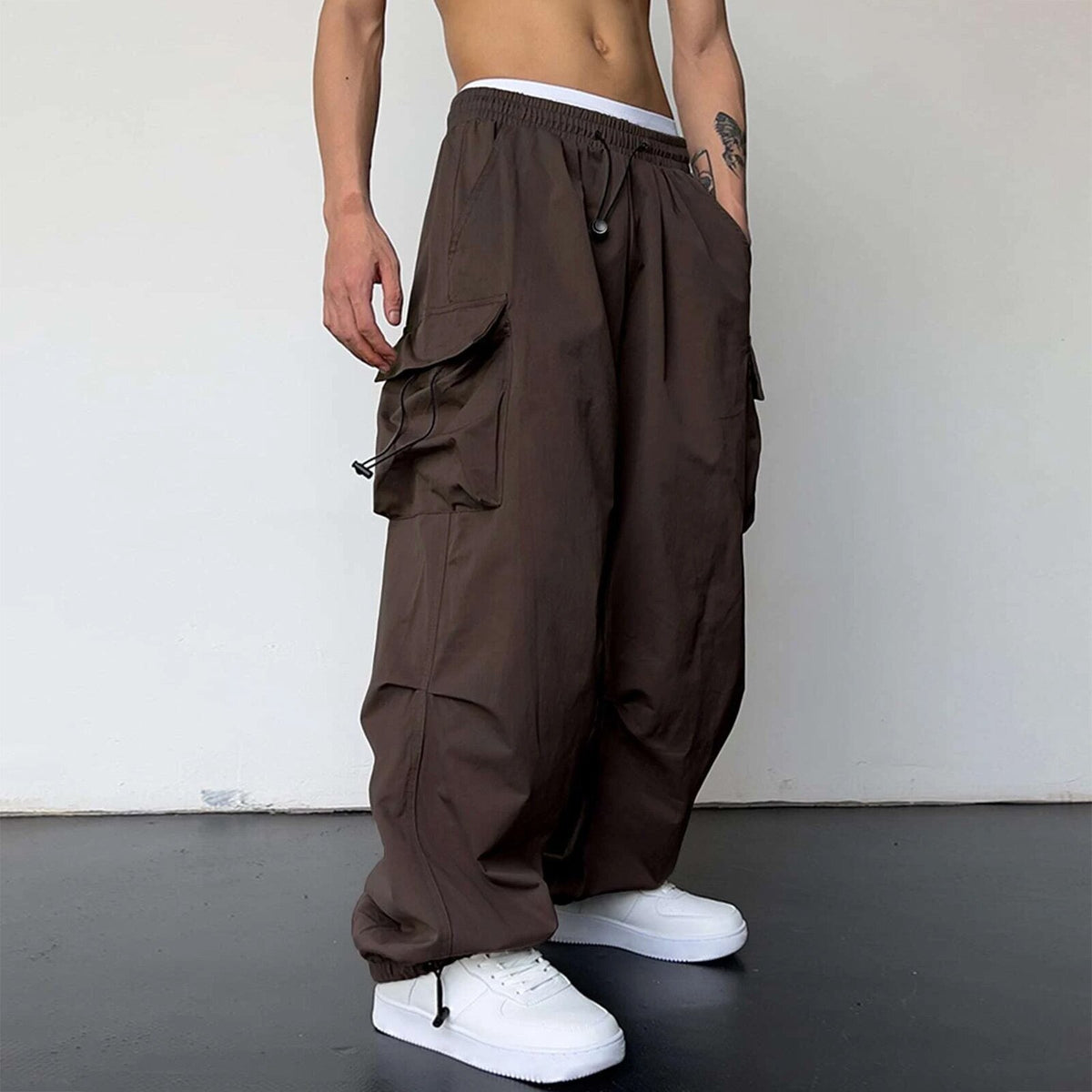 Quick-Dry Nylon High-Waisted Wide-Leg Casual Work Pants