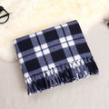 Double-sided Fleece Plaid Scarf Soft Fringed Winter Wrap
