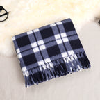 Double-sided Fleece Plaid Scarf Soft Fringed Winter Wrap