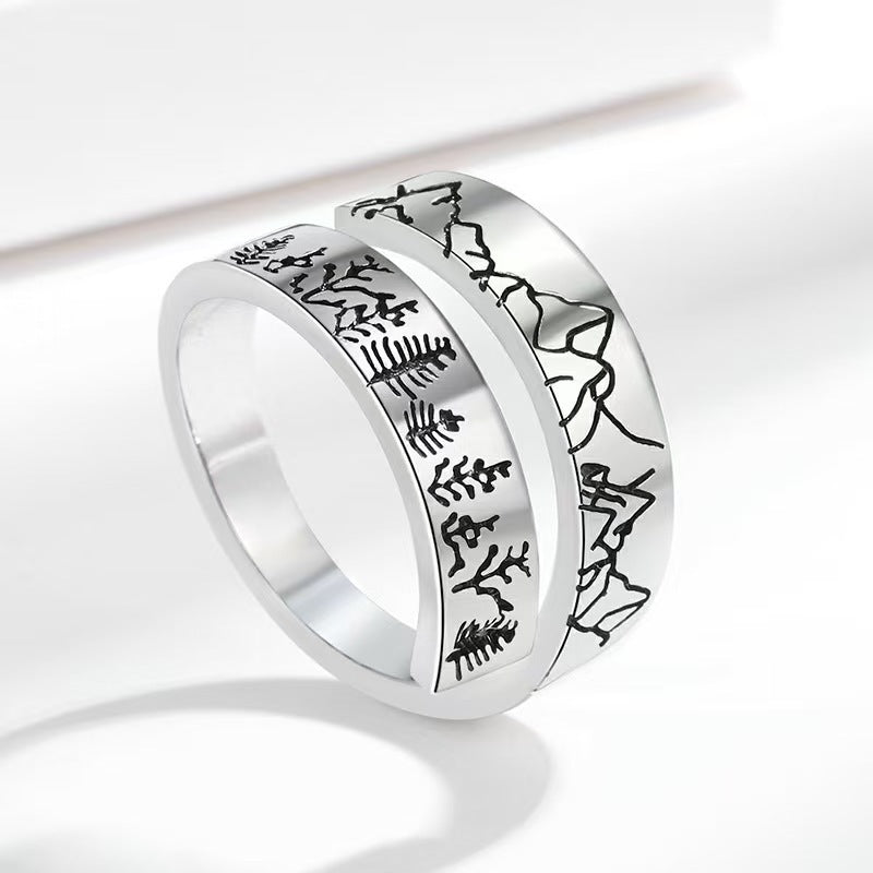 Minimalist Nordic-Style Open-Top Mountain-Shaped Ring