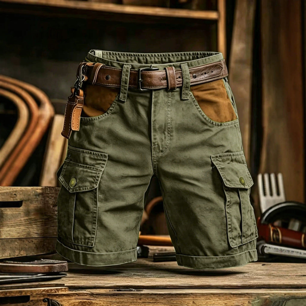 Men's Color-Block Casual Outdoor Multi-Pocket Cargo Shorts