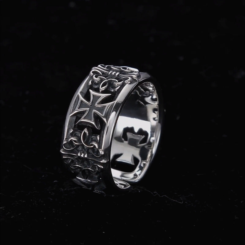Trendy Cross Carved Open Style Ring