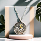 Mountains Forests and the Moon Round Pendant Necklace