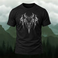 Dark Ornate Winged Combed Cotton T-Shirt Black