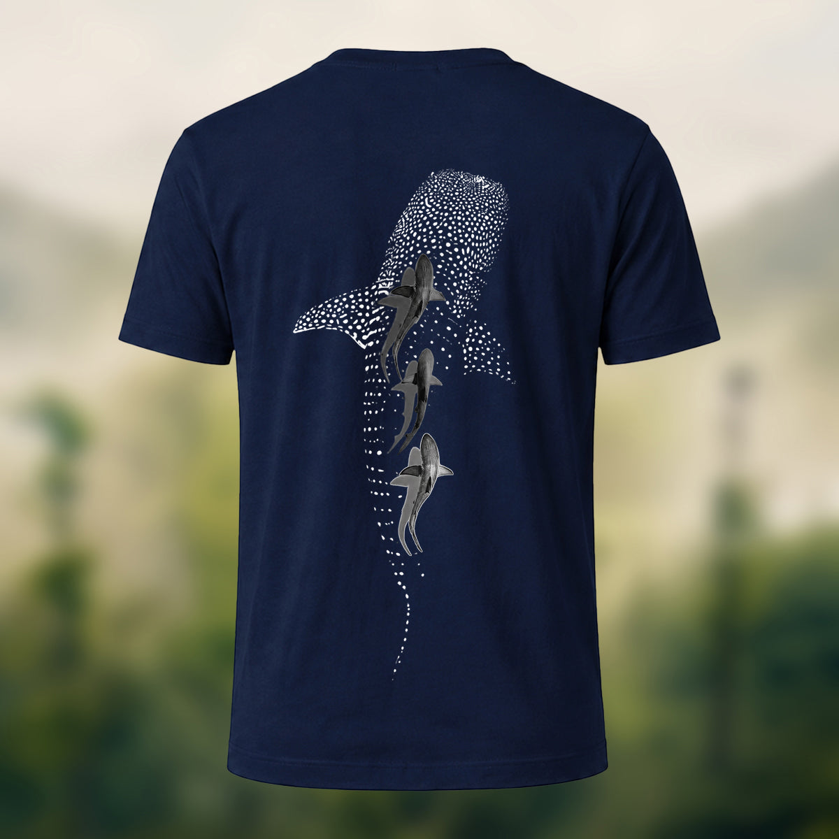DTG Stippled Whale Shark Premium Cotton Tee Navy