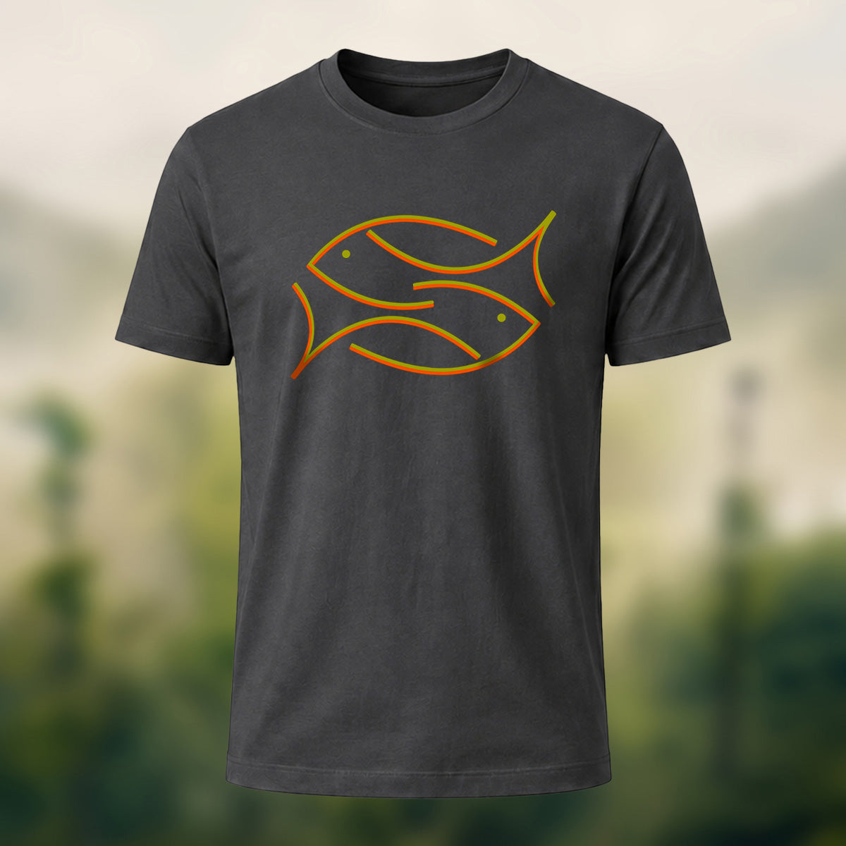 Ocean Abstract Fish Premium Cotton T-Shirt Charcoal