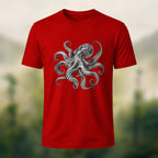 DTG Vintage Marine Illustration Combed Cotton T-Shirt Red