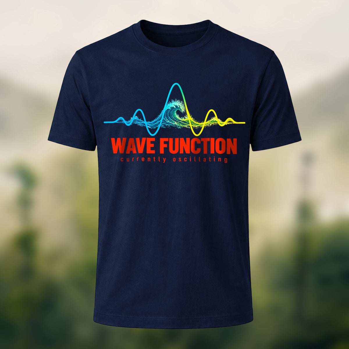 Ocean Waveform Premium Cotton T-Shirt Navy