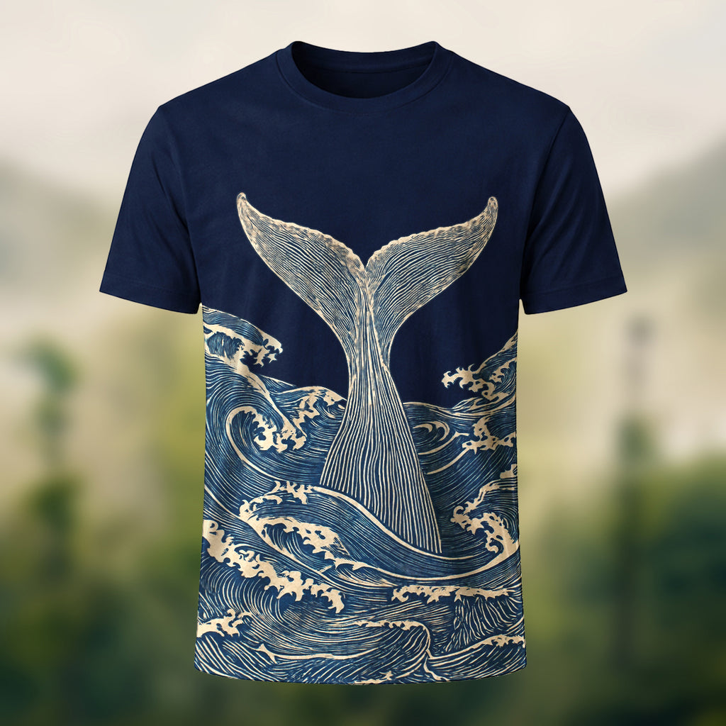 Vintage Sculptural Whale Tail Tee Navy