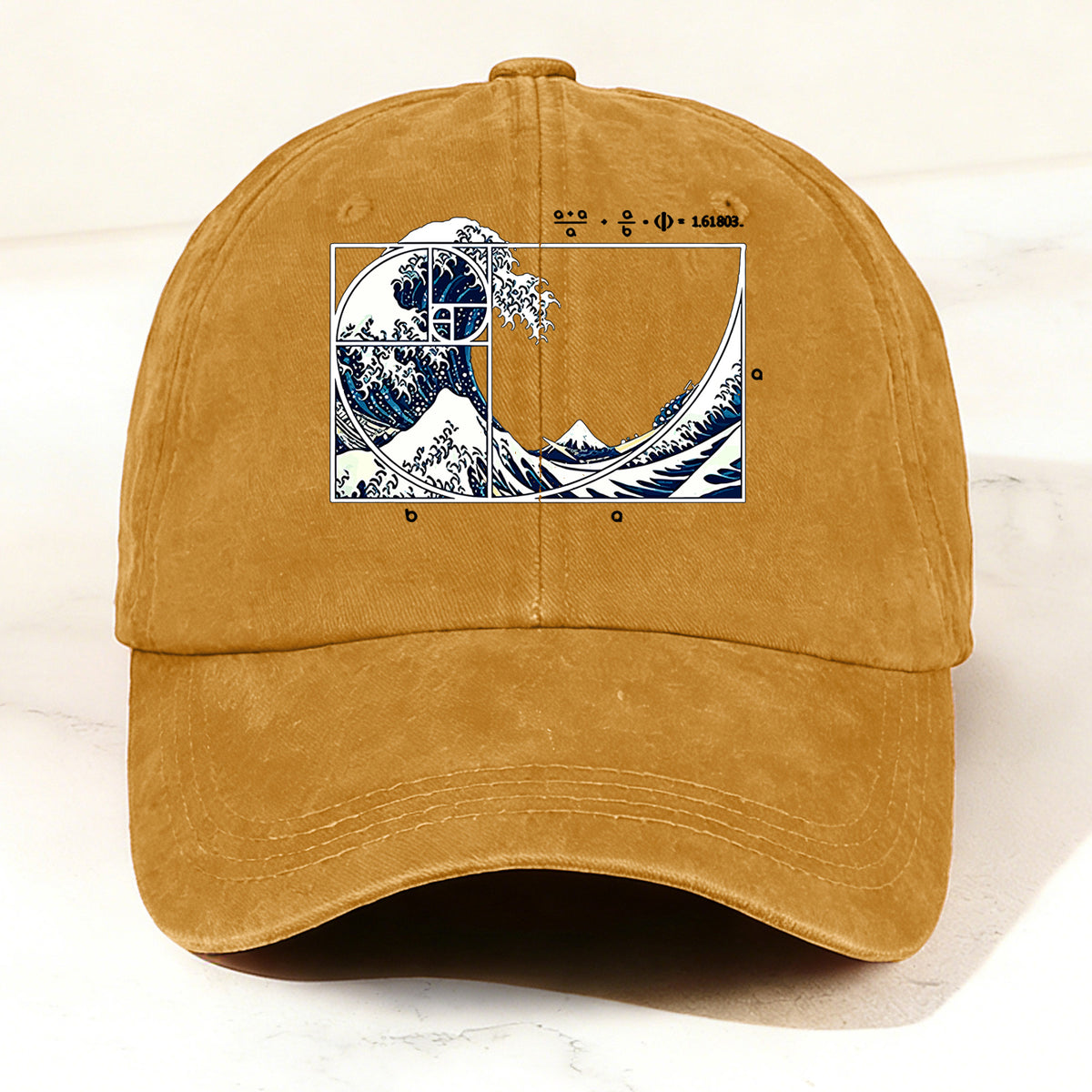 Artistic Geometric Great Wave Baseball Cap Gold