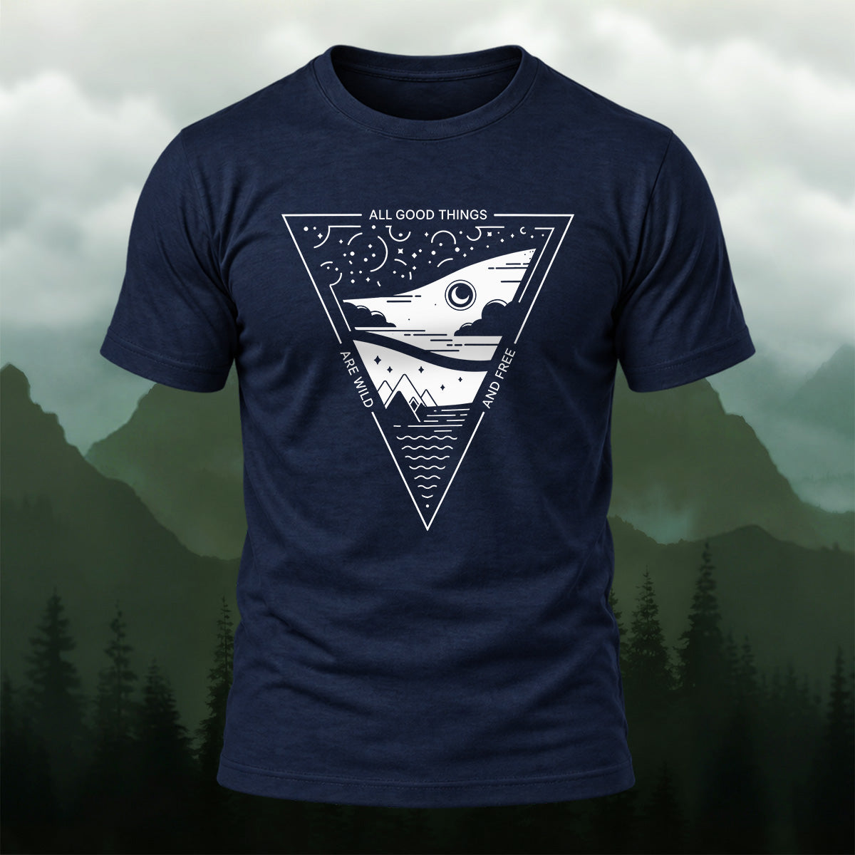 Abstract Shark Premium Cotton T-Shirt Navy