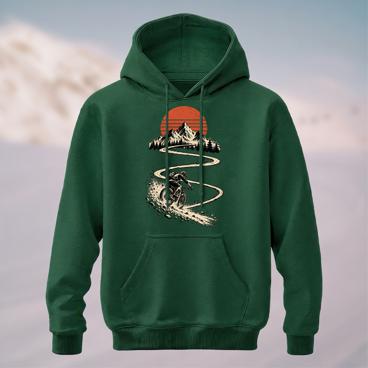 Cotton Made Rugged Mountain Rider Hoodie Dark Green