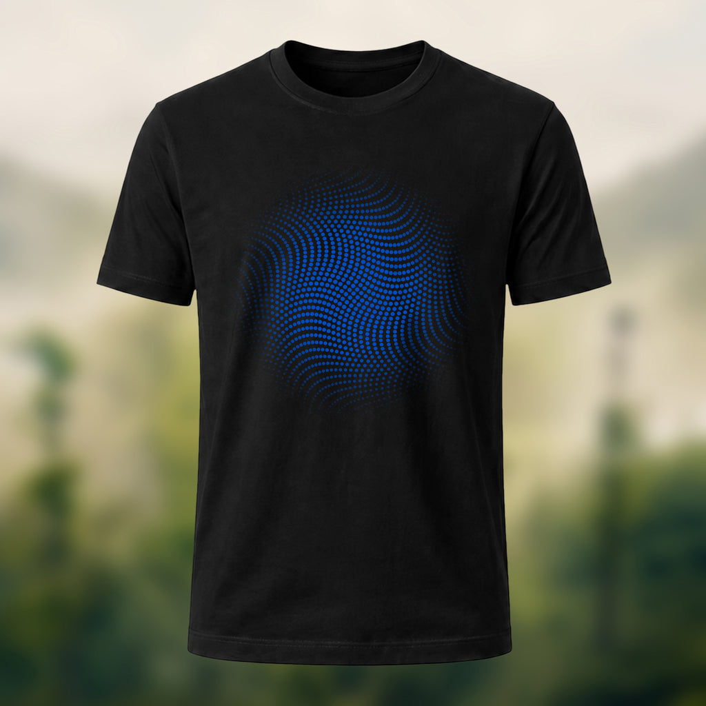 DTG Wave Dot Print Premium Cotton T-Shirt Black